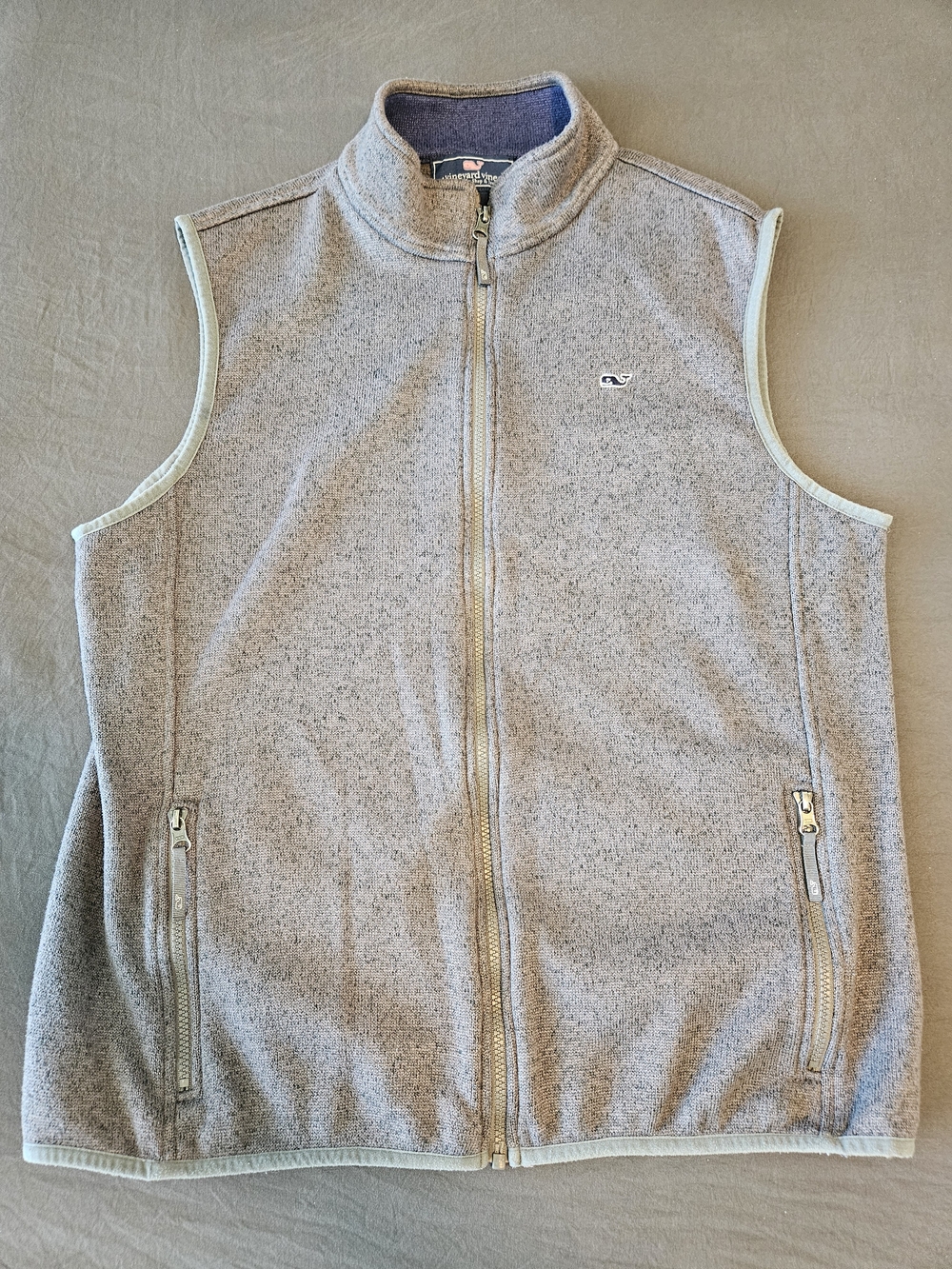 Vineyard Vines Men's Gray Fleece Vest Full Zip Front